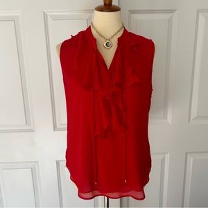Tommy Hilfiger Red Sleeveless Ruffle Blouse NWOT